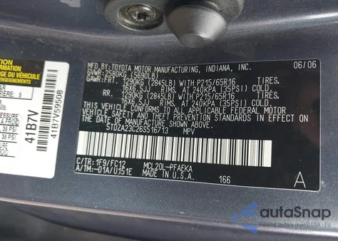 2006 Toyota Sienna Le from USA, damaged, VIN 5TDZA23C26S516713